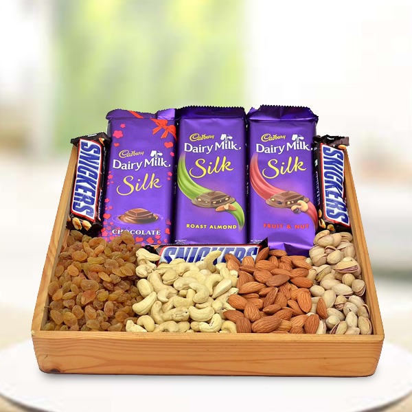 Dry Fruits With Chocolates Arrangement