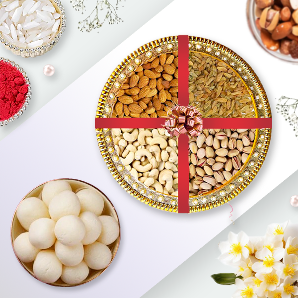 Dry Fruits Platter with Rasgulla