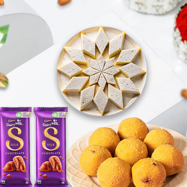 Kaju Katli & Besan Ladoo with Chocolates
