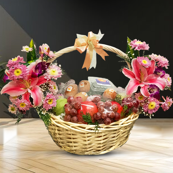 Sweet Blossoms & Fresh Fruits Gift Basket