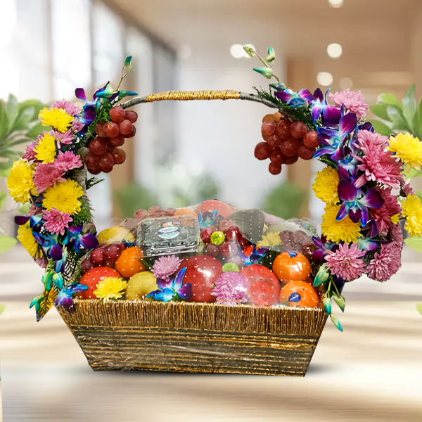 Fancy Fruit & Flower Basket