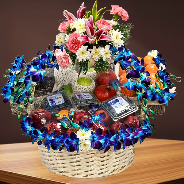 Elegant Fresh Fruit & Floral Basket